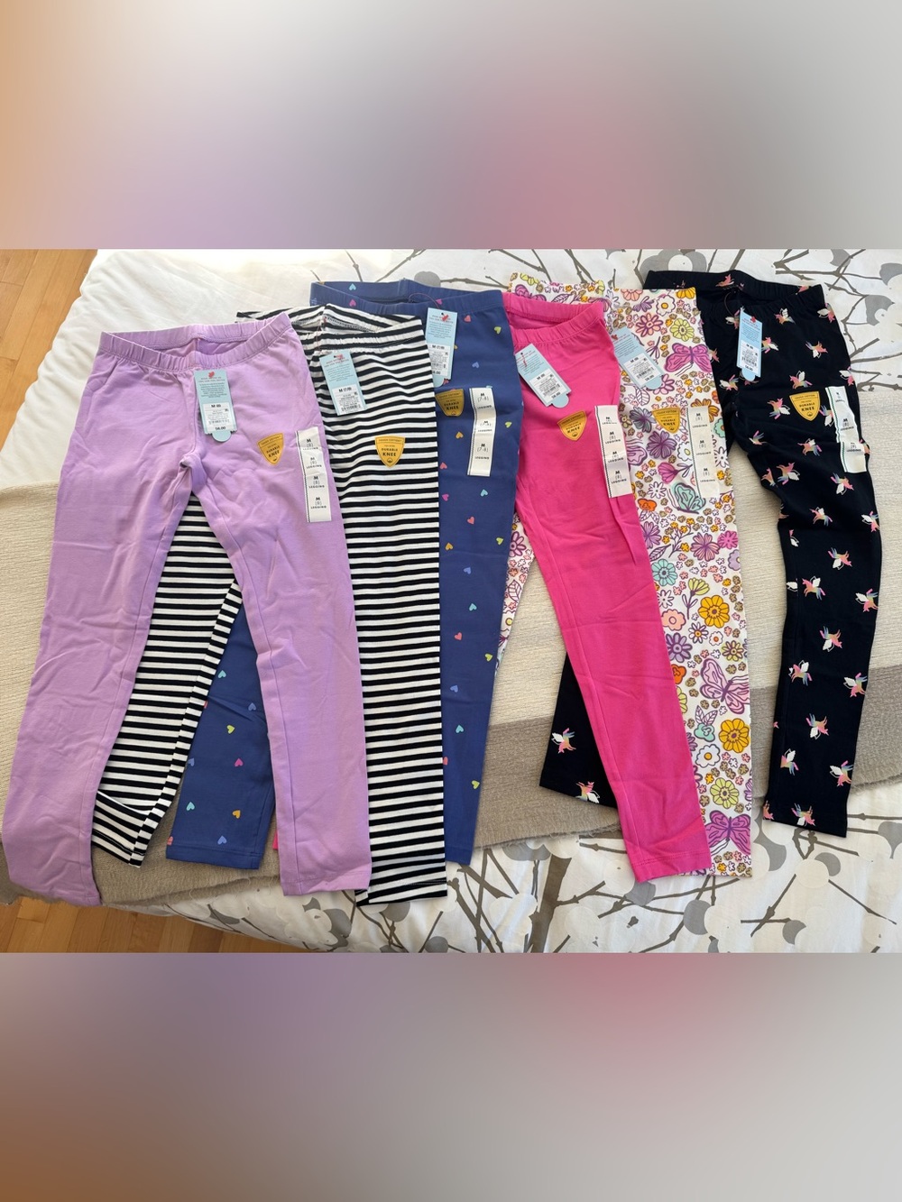 Cat & Jack Girls' Multicolor Leggings Pack - Purple, Pink, Black, Navy, White